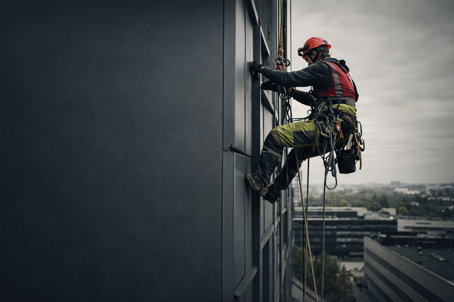 Prace wysokościowe z użyciem technik linowych i sprzętu alpinistycznego